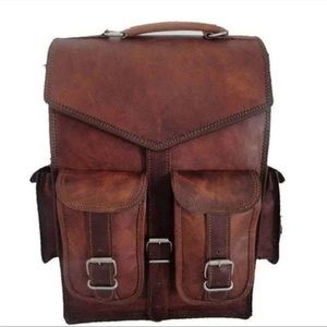 New Men Shan 16" Leather Backpack NEW